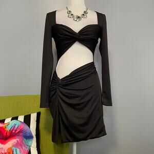 Princess Polly Black Maxam Long Sleeve Cutout Mini Dress 6